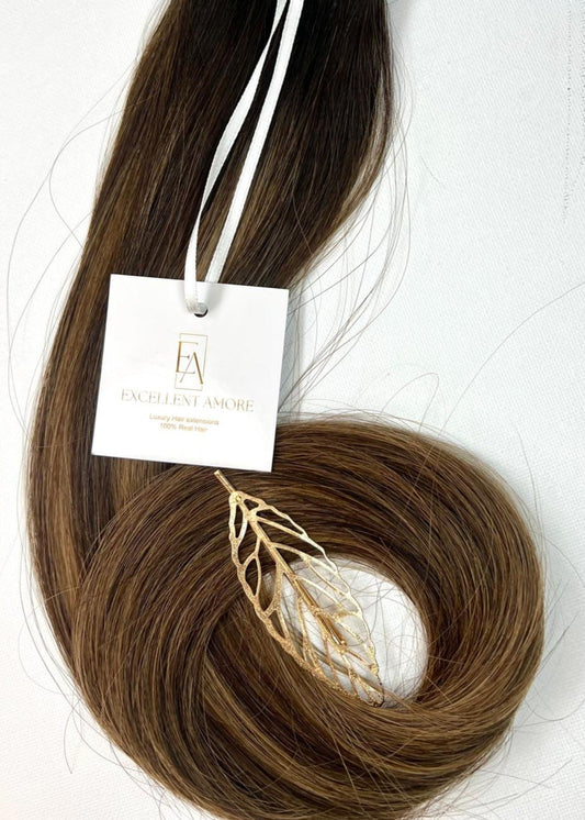 Aurabell hair extension van Excellent Amore kleur bruin baleyage